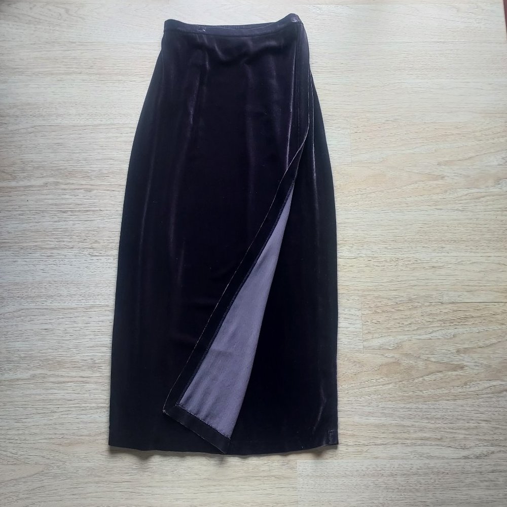 Eileen Fisher Silk Blend Velvet Wrap Maxi Skirt